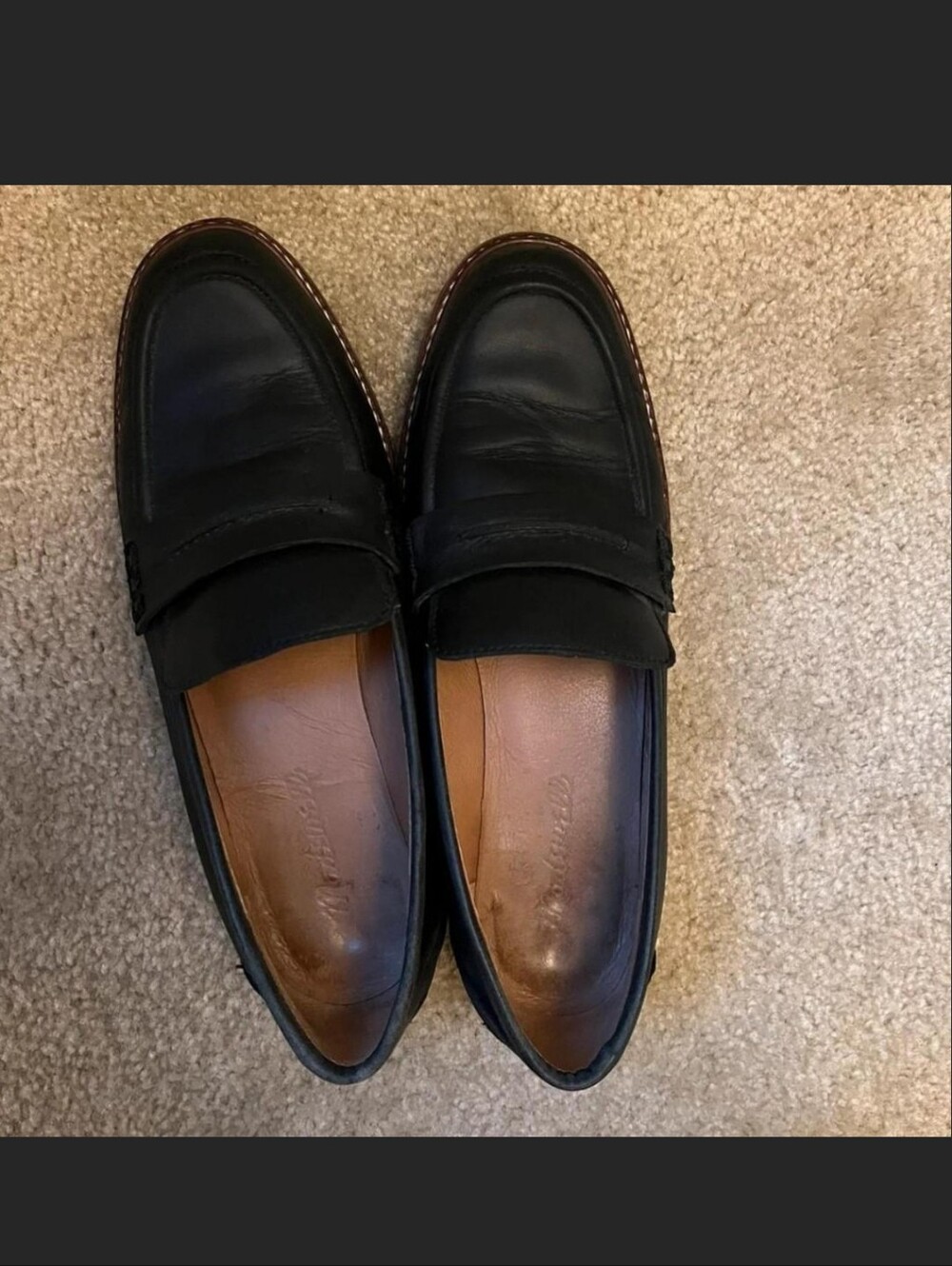 Madewell Black Leather Penny Loafers